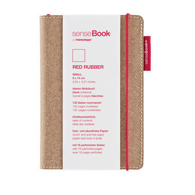 TRANSOTYPE senseBook RED RUBBER A6 75020602 kariert, S, 135 Seiten beige