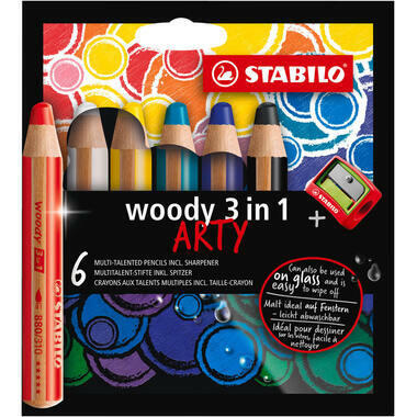 STABILO Crayon coul. Woody 3 in 1 880/6-1-20 ARTY 6 pcs.