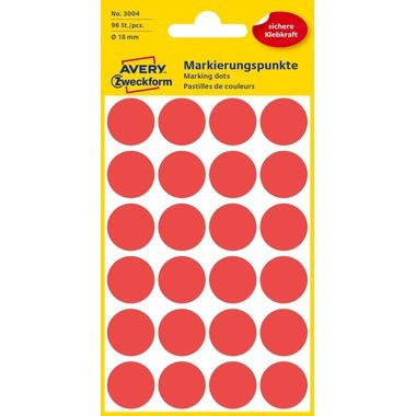 AVERY ZWECKFORM Marqueurs rouge 3004 96 pcs. 18mm