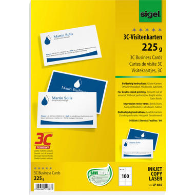 SIGEL Cartes de visite 85x55mm LP850 blanc, 225g double-f. 100 pcs.