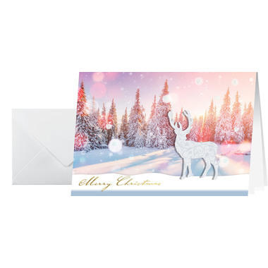 SIGEL Cartolina Natale/Busta A6/A5 DS066 250+100g,Snow Deer 10+10 pezzi