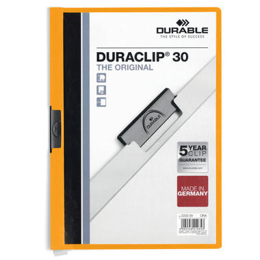 DURABLE Dossier DURACLIP 30 220009 per 30 fogli A4 arancia