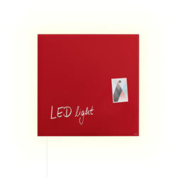 SIGEL Glass Magnetboard LED GL402 rosso 480x480x15mm