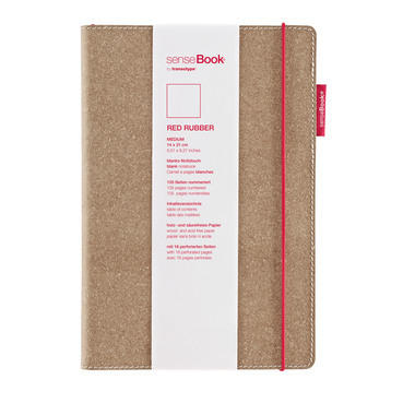 TRANSOTYPE senseBook RED RUBBER A5 75020501 rigato, M, 135 fogli beige