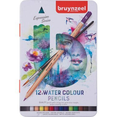 BRUYNZEEL Crayon d'aquarelle Expression 60313012 12 couleurs étui en métal