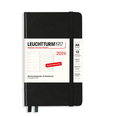 LEUCHTTURM Wochenkalender Notizbuch 2024 44367746 schwarz, 1W/S + Notiz, HC, A6