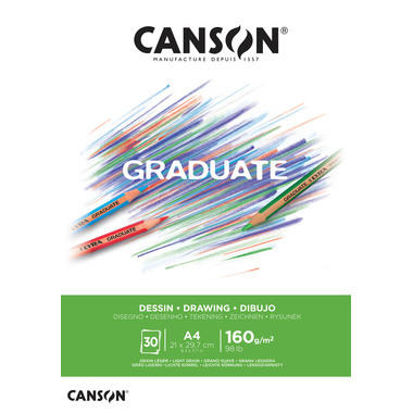 CANSON Graduate Dessin A4 400110365 30 flles, blanc, 160g