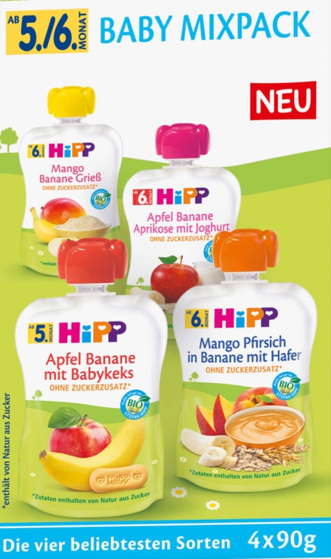 Hipp Quetschies Mixpack, ab dem 5. Monat (4x90 g)