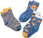 dm-drogerie markt ALANA Socken mit Affen- & Löwen-Motiven, blau + gelb, Gr. 19/22 - bis 30.04.2024
