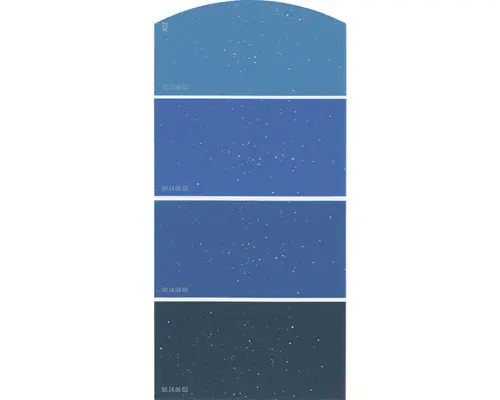 Farbmusterkarte Farbtonkarte H22 Glitzer Effekt Soft Farbwelt blau 21x10 cm