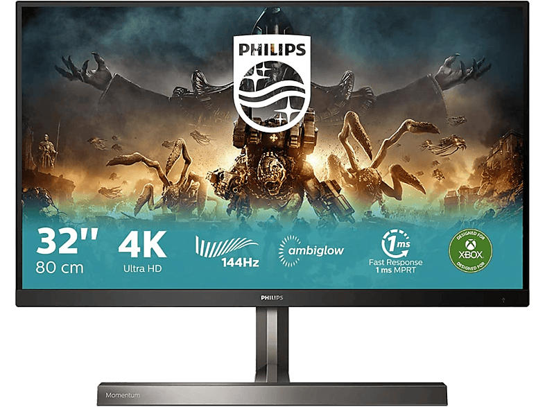 Philips Gaming Monitor Momentum 329M1RV Ambiglow, 31.5 Zoll, UHD, 1ms, 120Hz, IPS, 500cd, 111% ARGB, Schwarz