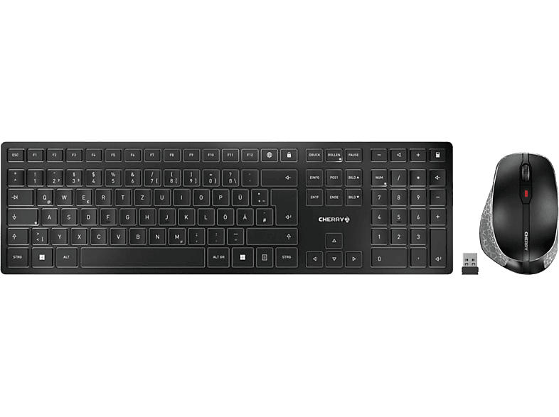 Cherry DW 9500 slim Desktop Set, Bluetooth, 2.4 GHz USB, qwertz, 3200dpi, Schwarz/Grau