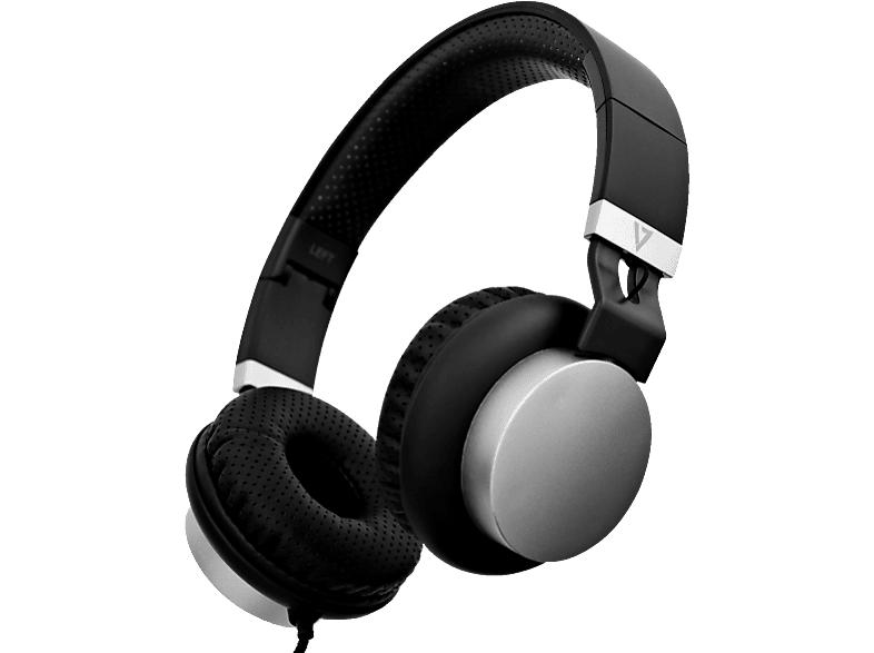 V7 HA601-3EP 3.5mm On-Ear Stereo Kopfhörer mit Lautstärkeregelung - silber/schwarz