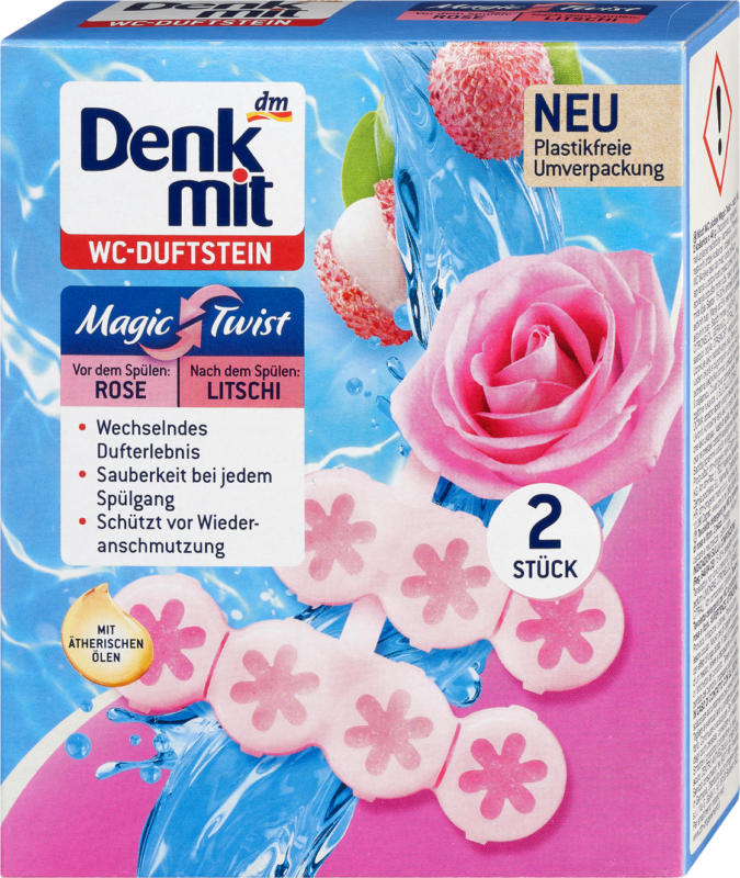 Denkmit WC-Duftstein Magic Twist Rose & Lychee