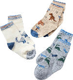 dm-drogerie markt ALANA Socken mit Dino-Motiven, weiß + blau + grün, Gr. 27/29 - bis 30.04.2024
