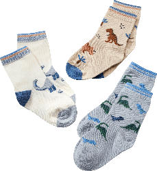 ALANA Socken mit Dino-Motiven, weiß + blau + grün, Gr. 19/22