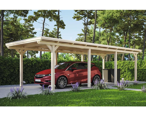 Einzelcarport SKAN HOLZ Emsland 354x846 cm mit Aluminium-Dach natur