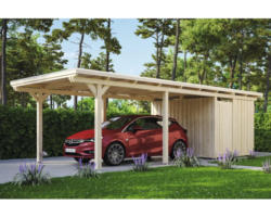 Einzelcarport SKAN HOLZ Emsland 354x846 cm mit Abstellraum und EPDM-Folie natur