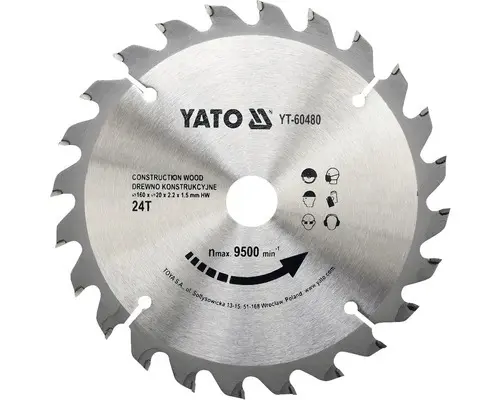 Kreissägeblatt Yato Bauholz 160 x 2,2 x 20mm 24 Z