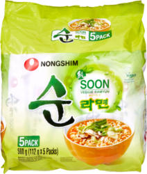 Nongshim Instant Noodle Soup Veggie Ramyun, 5 x 112 g
