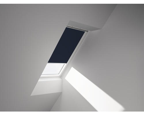 VELUX Verdunkelungsrollo uni dunkelblau manuell Rahmen weiß DKL M04 1100SWL