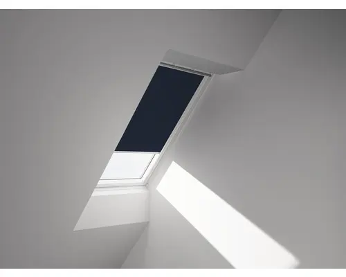 VELUX Verdunkelungsrollo uni dunkelblau manuell Rahmen weiß DKL F08 1100SWL