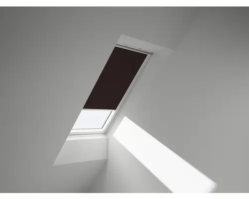 VELUX Verdunkelungsrollo uni dunkelbraun manuell Rahmen weiß DKL U08 4559SWL