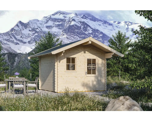 Blockbohlenhaus SKAN HOLZ Arosa mit Fußboden 400x430 cm natur