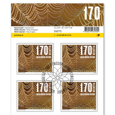 Francobolli CHF 1.70 «Tela di ragno», Foglio da 10 francobolli