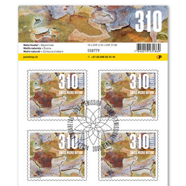 Briefmarken CHF 3.10 «Baumrinde», Bogen mit 10 Marken