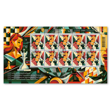 Francobolli CHF 1.20 «100 anni Federazione internazionale degli scacchi», Minifoglio da 10 francobolli