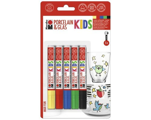 Marabu Porcelain & Glas Kids Maxi Fun 5er-Set