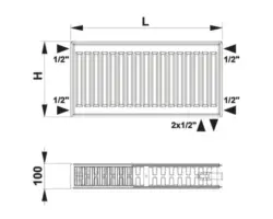 Planheizkörper Rotheigner Typ DK 300x2600 mm 6-fach