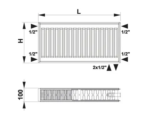 Planheizkörper Rotheigner Typ DK 300x2600 mm 6-fach