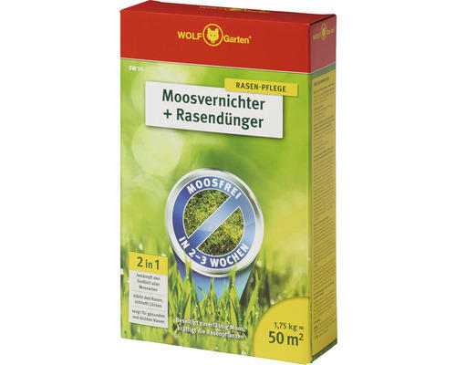 Moosvernichter + Rasendünger WOLF-Garten, 1,75 kg / 50 m² Reg.Nr. 3608-908