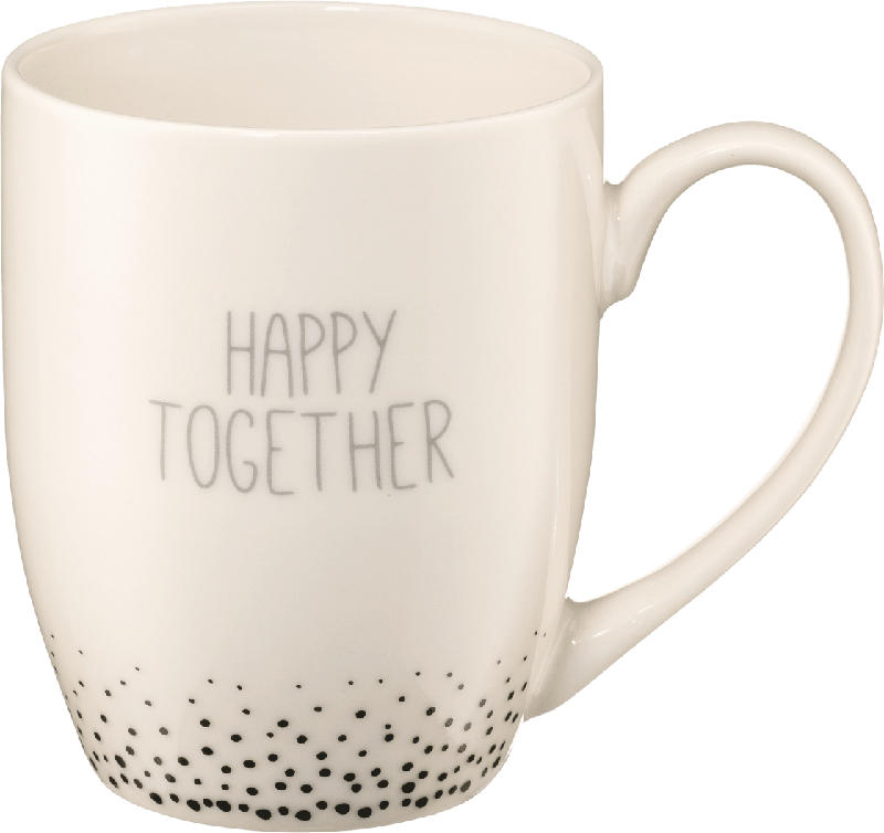 Dekorieren & Einrichten Kaffeebecher "Happy together", weiß-schwarz
