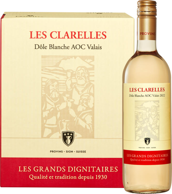 Les Clarelles Dôle Blanche AOC Valais, Svizzera, Vallese, 2022, 6 x 75 cl