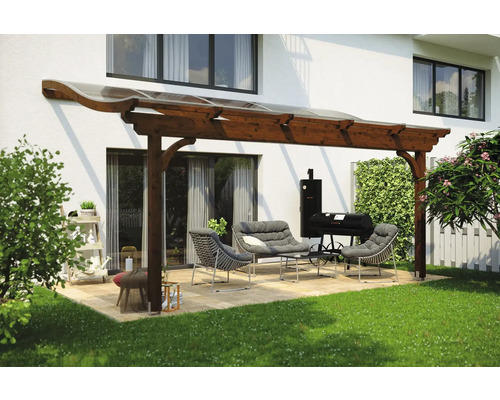 Terrassenüberdachung SKAN HOLZ Verona 541x339 cm nußbaum