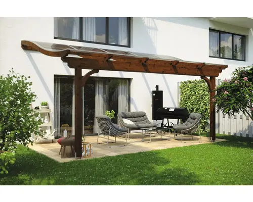 Terrassenüberdachung SKAN HOLZ Verona 541x389 cm nußbaum