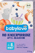 dm-drogerie markt babylove Kinderporridge Bio Apfel-Blaubeere, ab dem 8. Monat - bis 31.03.2024