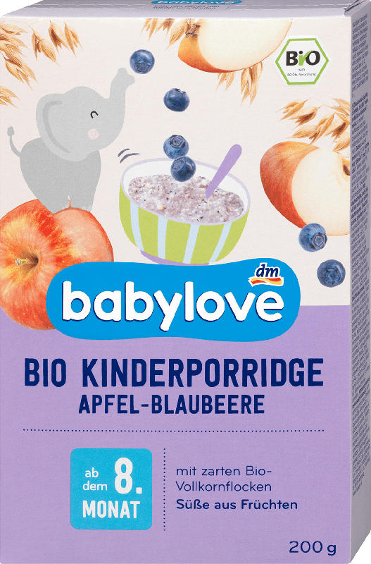 babylove Kinderporridge Bio Apfel-Blaubeere, ab dem 8. Monat