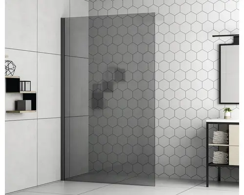 Raumdusche Form & Style Modena 900x1950 mm Reversibel Glasdekor grau schwarz matt