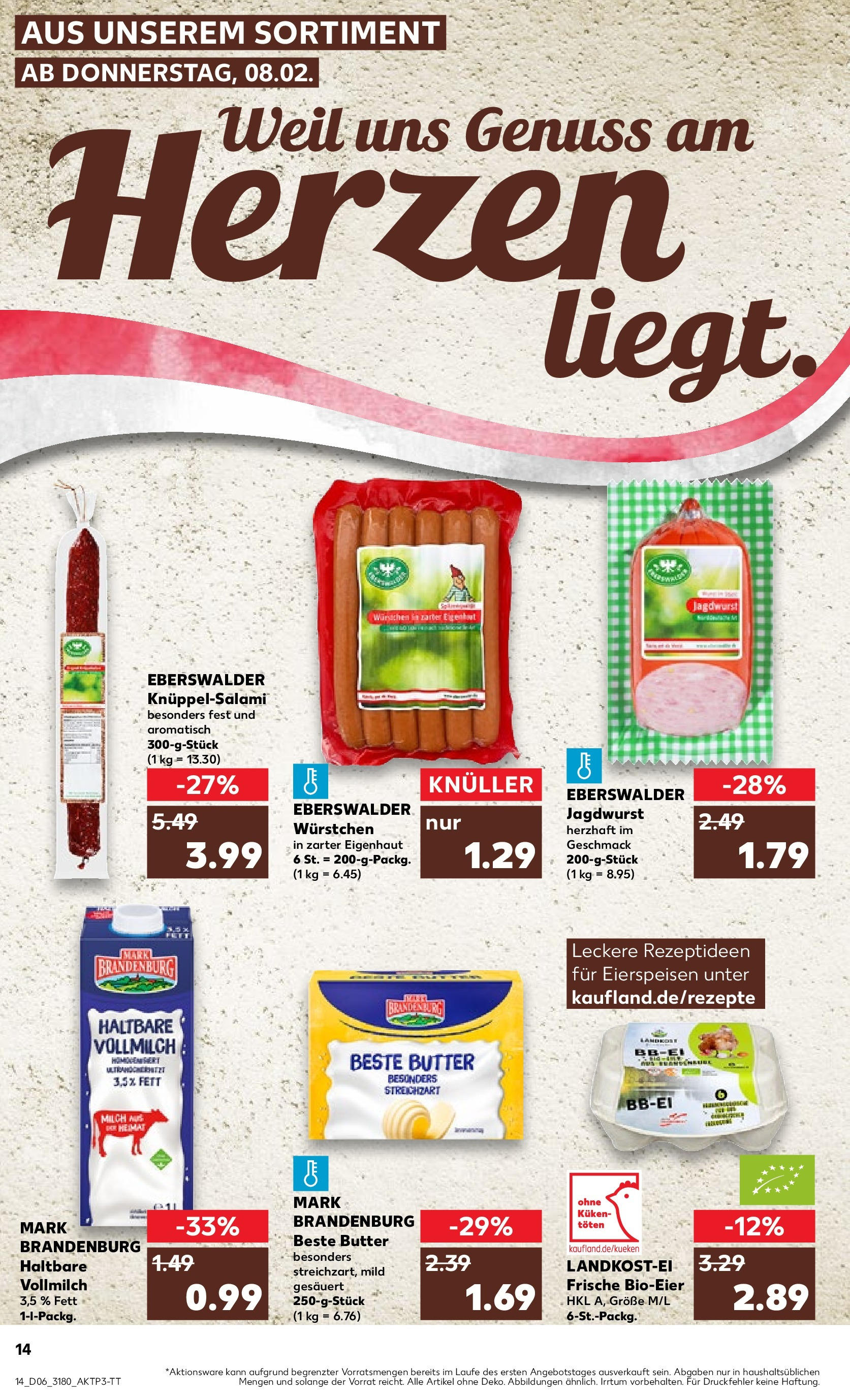 Kaufland Prospekt 	 (ab 08.02.2024) » Angebote Online zum Blättern | Seite: 14 | Produkte: Milch, Butter