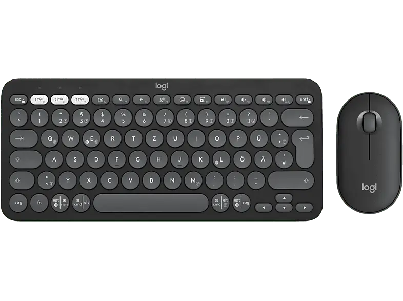 LOGITECH Pebble 2 Combo Kabelloses Tastatur-Maus-Set, DEU (Qwertz), Grafit; Kabelloses Tastatur-Maus Set
