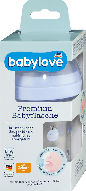 babylove Premium Babyflasche blau, 280 ml