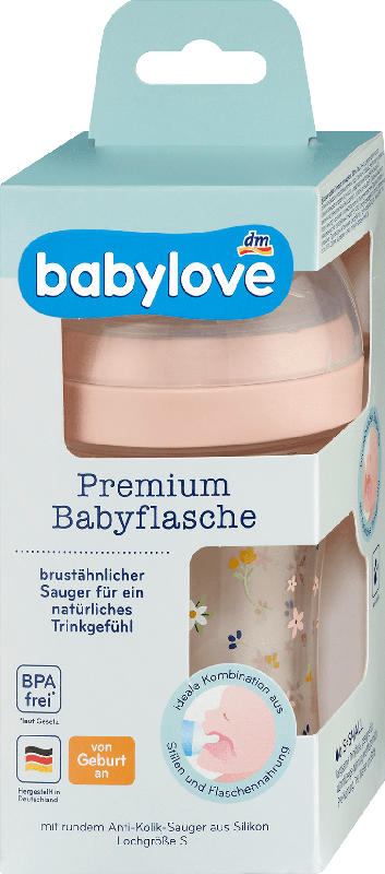 babylove Premium Babyflasche rosa, 280 ml