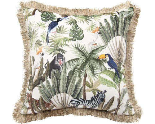 Kissen Velvet Jungle beige/grün 45x45cm