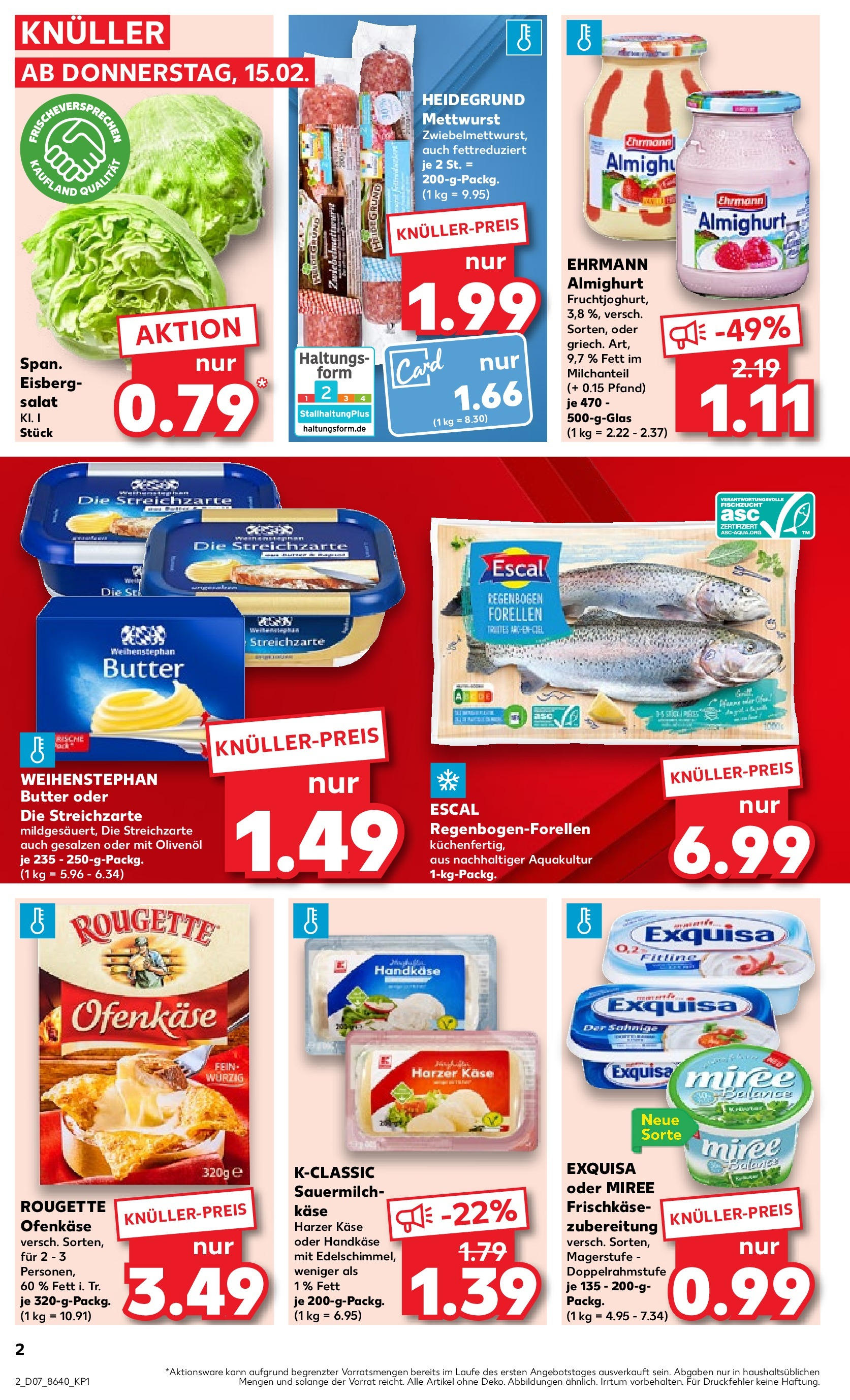 Kaufland - Nordrhein - Westfalen  (ab 15.02.2024) » Angebote Online zum Blättern | Seite: 2 | Produkte: Salat, Butter, Käse