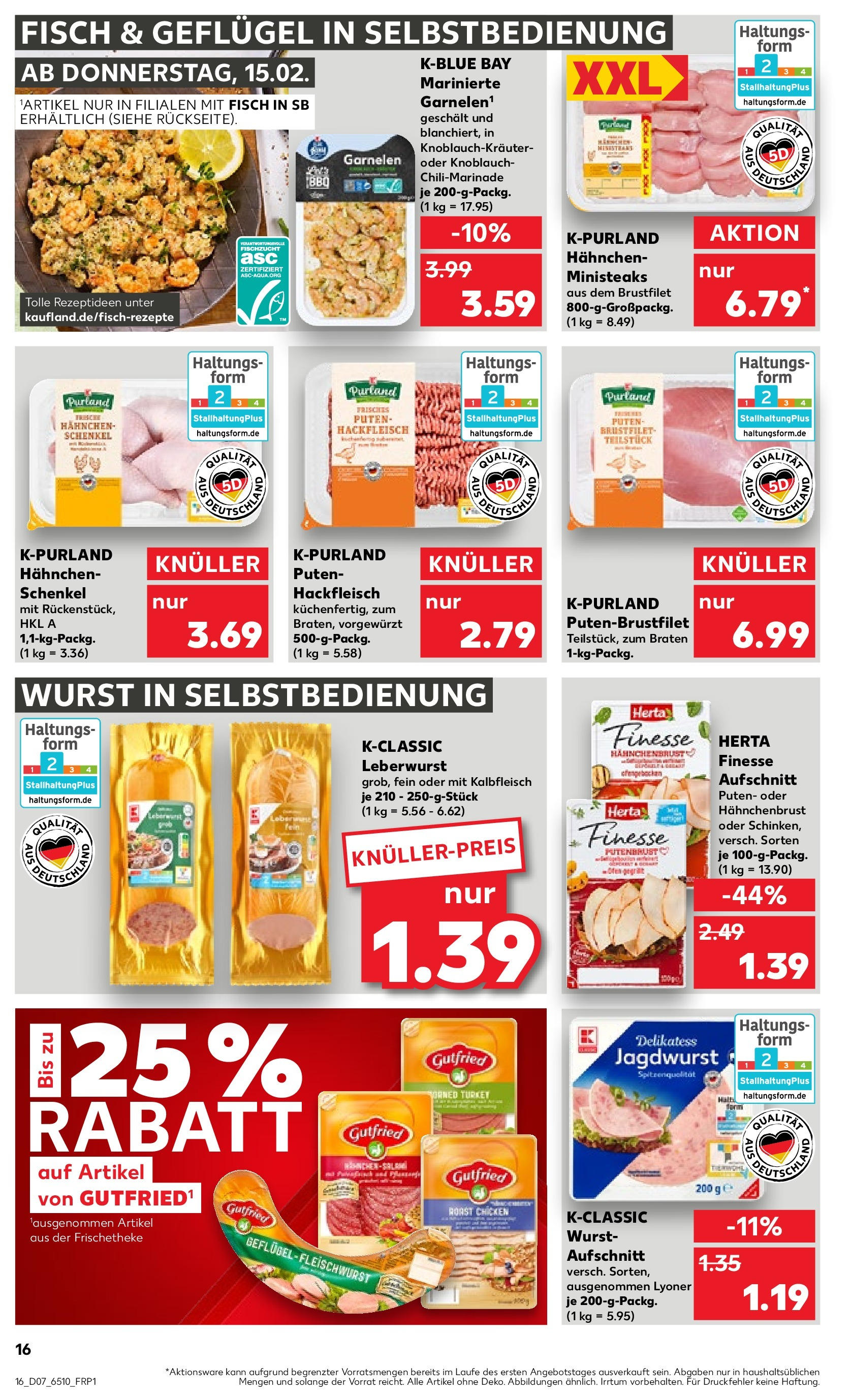 Kaufland - Nordrhein - Westfalen  (ab 15.02.2024) » Angebote Online zum Blättern | Seite: 16 | Produkte: Fisch, Wurst, Knoblauch, Garnelen