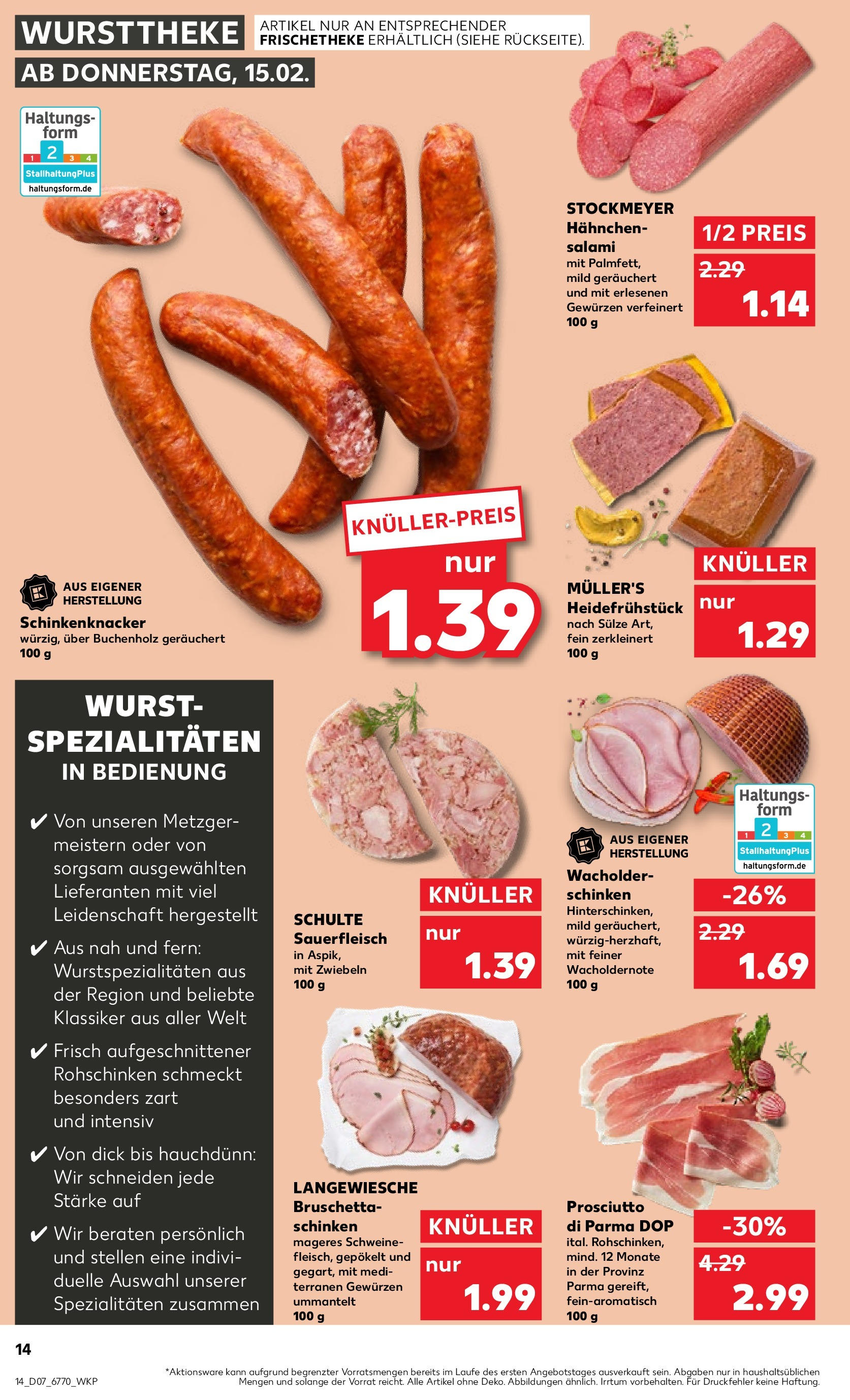 Kaufland - Nordrhein - Westfalen  (ab 15.02.2024) » Angebote Online zum Blättern | Seite: 14 | Produkte: Zwiebeln, Wurst, Salami, Schinken